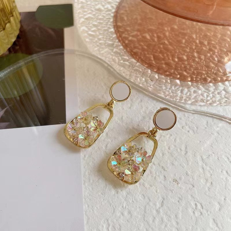 Wholesale  Flower  Silver Pin Petal Earrings