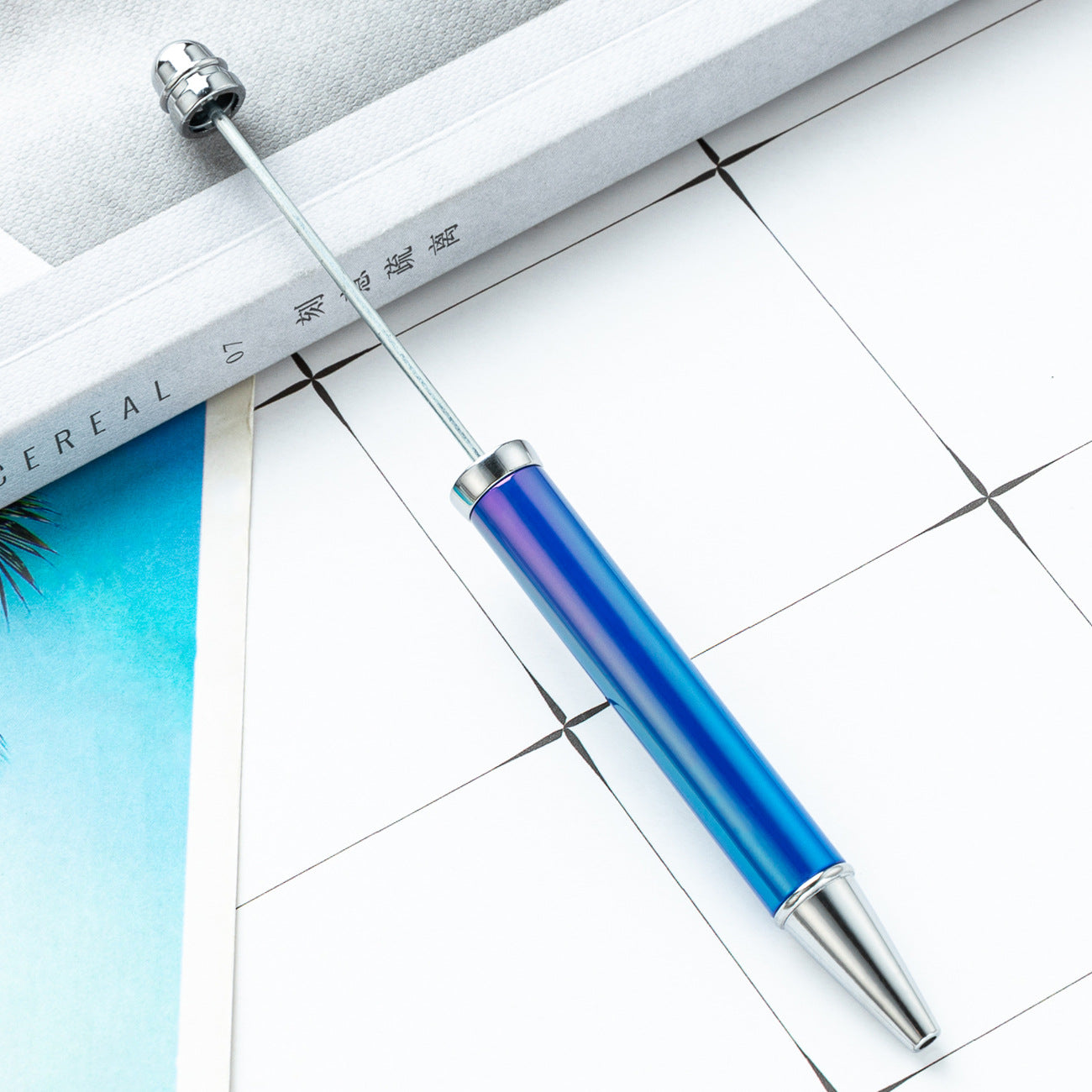 Wholesale Beadable Pens UV Electroplating Color Plastic DIY Beaded Pens Solid Color Pens