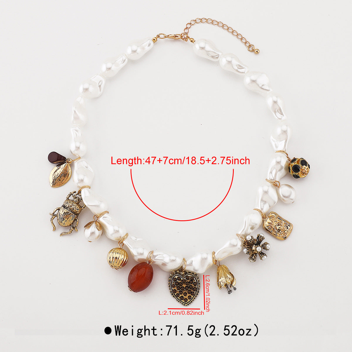 Wholesale  Baroque Pendant Necklace Love Pearl Beaded Clavicle Chain