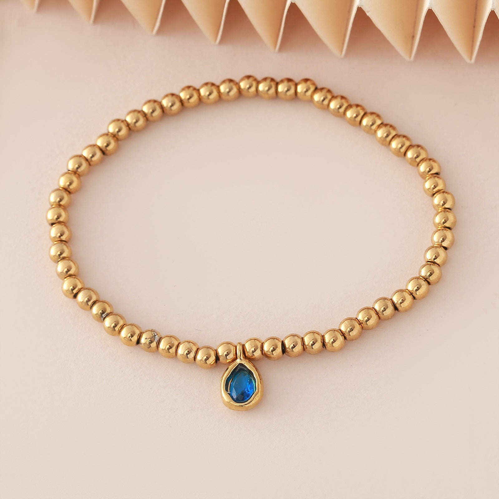 Wholesale Stainless steel birthstone colored zircon round bead chain