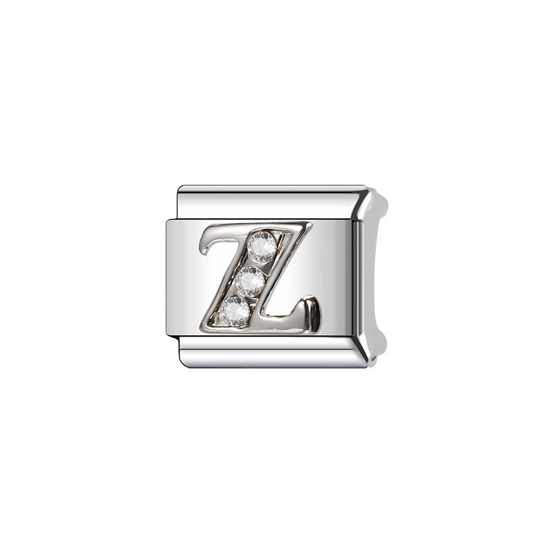 Wholesale Italian Charm Bracelet 9mm DIY Splicing Silver Letters Stainless Steel Composable Bracelet