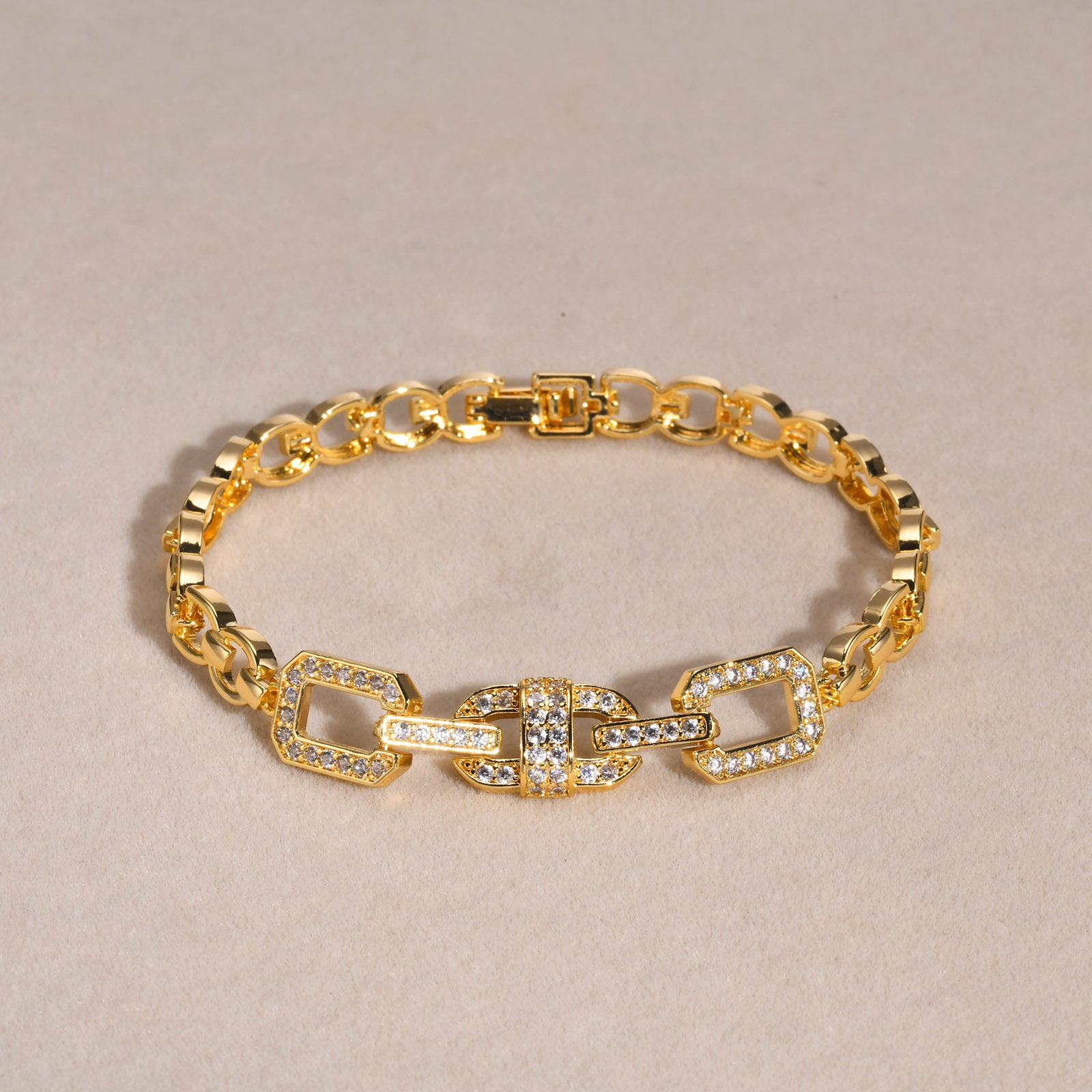 Wholesale Copper Zircon Leaf Infinity Heart Shape Gold Bracelet ACC-BT-HuaLanXin002