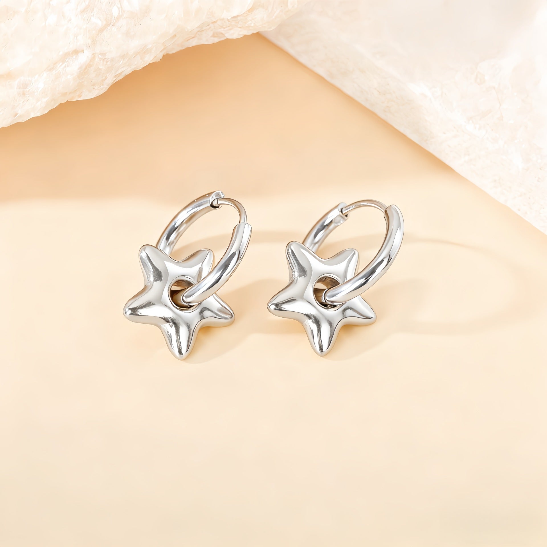 Wholesale Love Elegant Earrings Ear Buckle Titanium Steel Star Moon Geometric Earrings Light Luxury Earrings