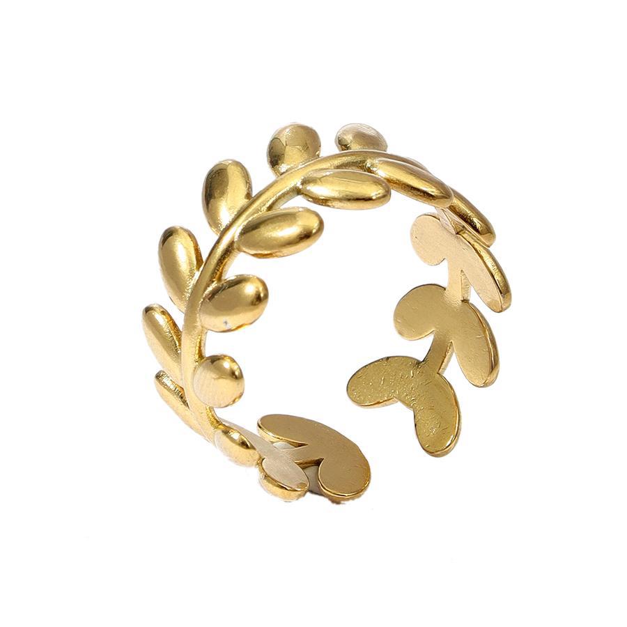 Wholesale Leaf Love Stainless Steel Ring 18k Gold Plated Rings ACC-RS-MuC005
