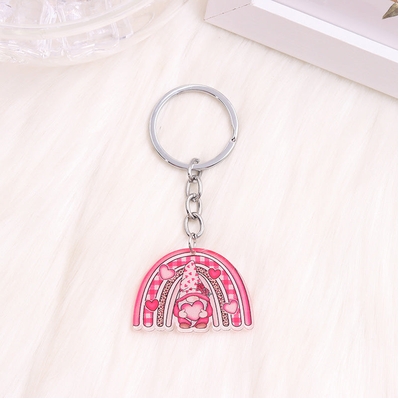 Wholesale Valentine's Day Heart Gnome Flamingo Rainbow Acrylic Keychain