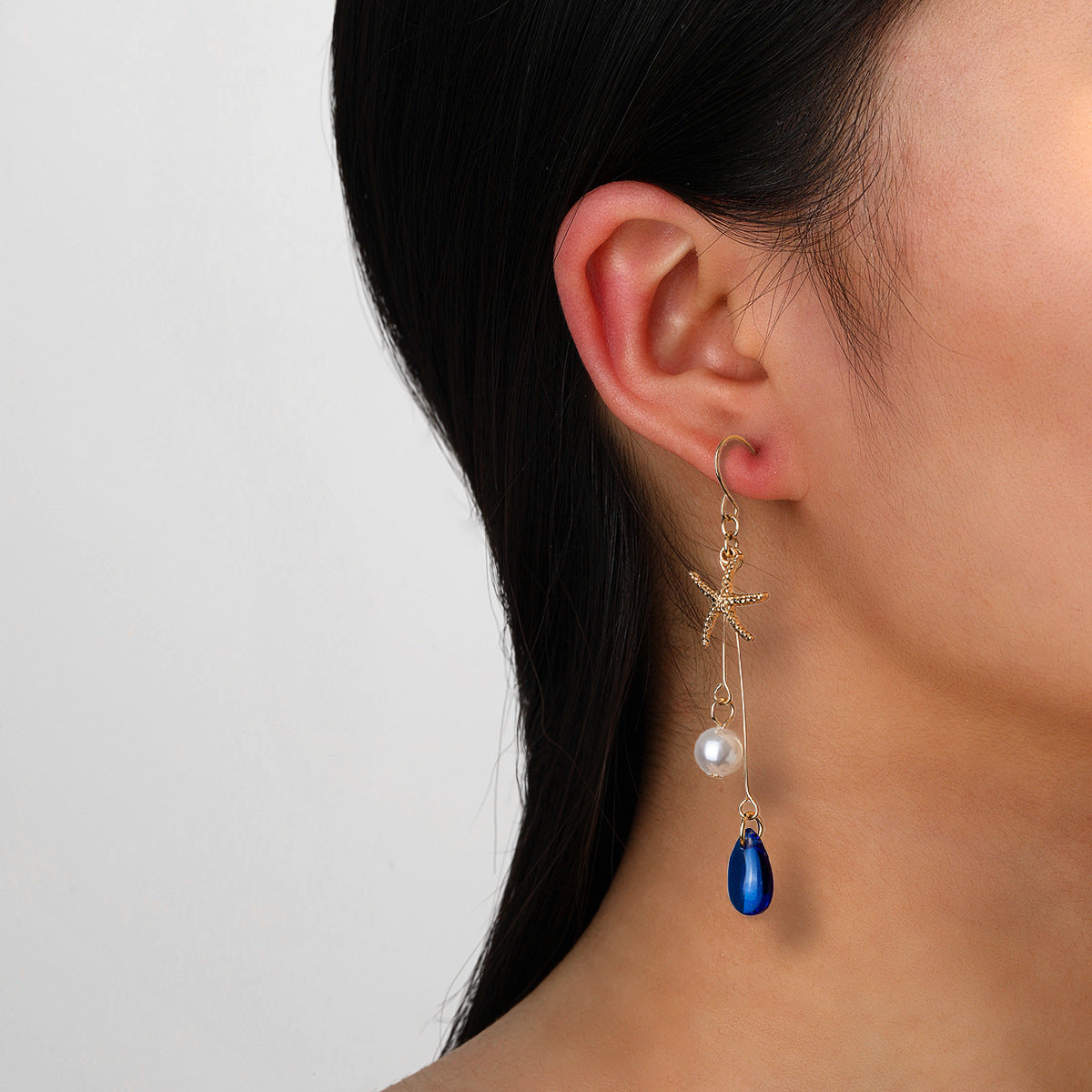 Wholesale Starfish Imitation Pearl Shell Earrings Beach Vacation Style Fashion Jewelry Accessory
