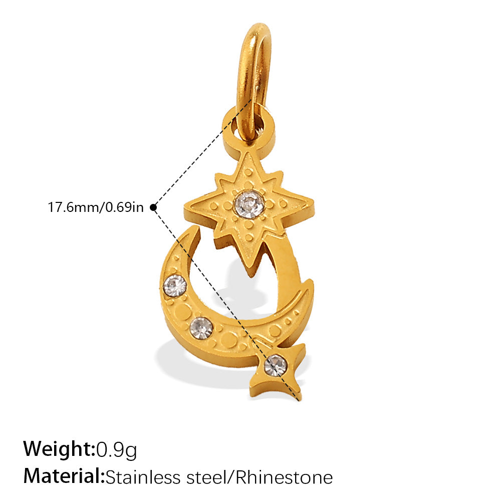 Wholesale Retro Elegant Style DIY Star and Moon Phase Diamond Charms for Jewelry