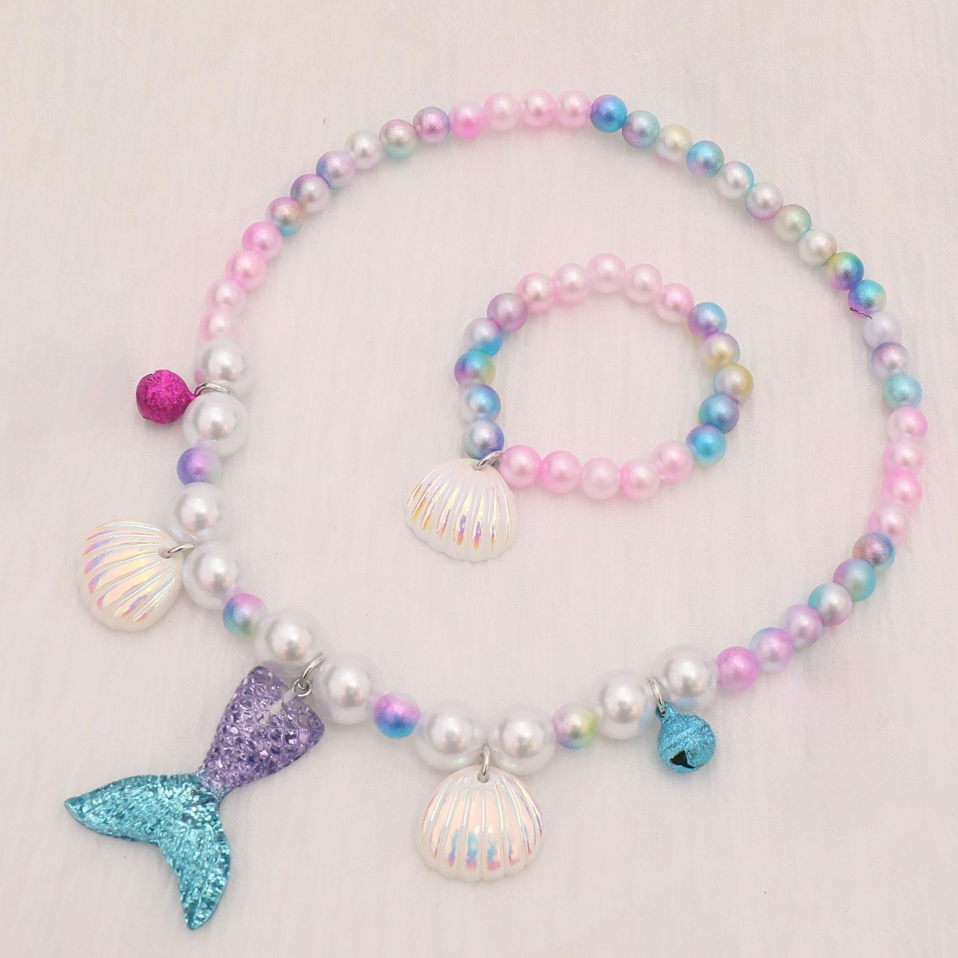 Wholesale  Children Mermaid Tail Necklace Bracelet  Jewelry suit