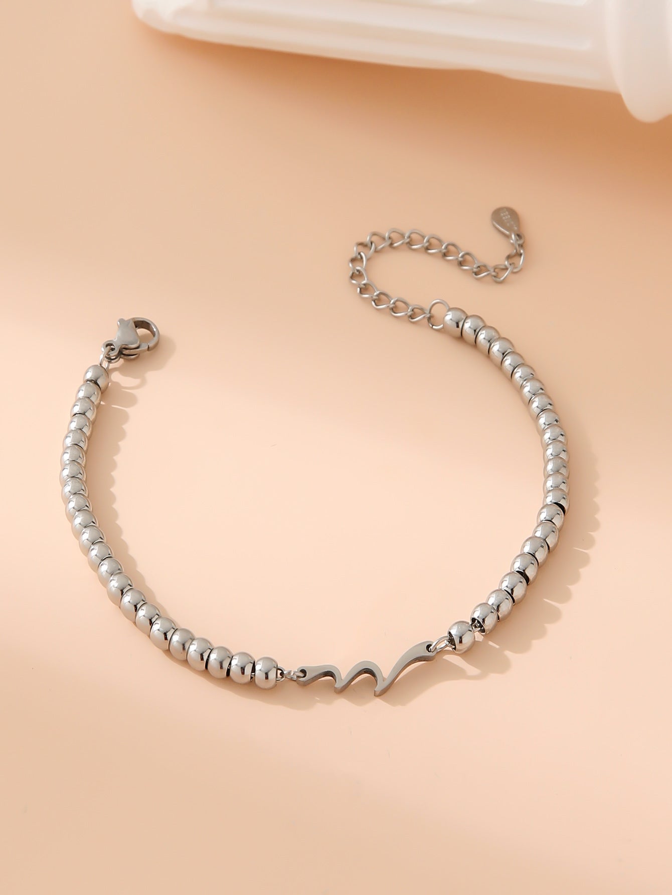 Wholesale Stainless Steel Gold Bead Wave Ocean Wave Pendant Bracelet