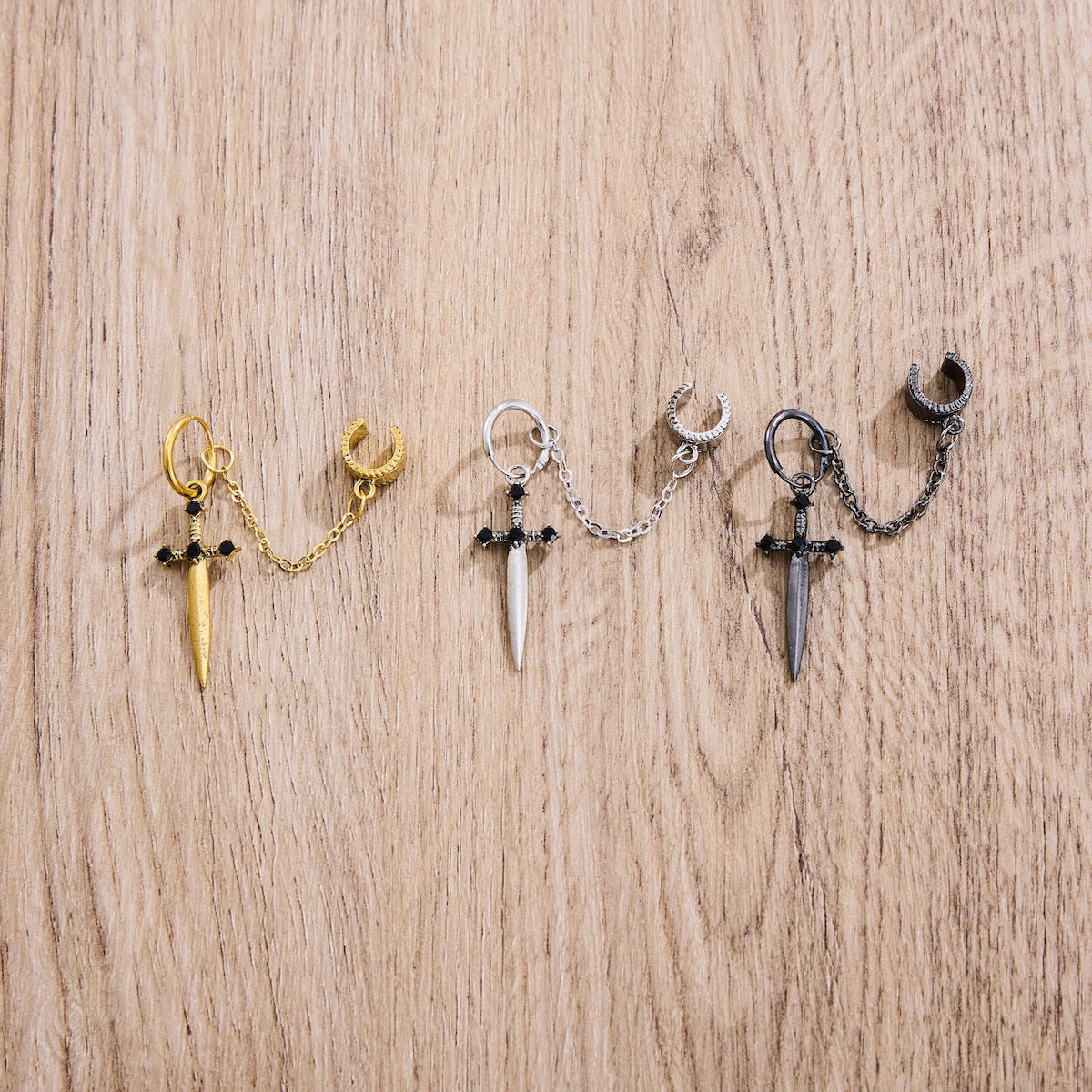 Wholesale  Creative Punk Style Dagger Gem Pendant Earrings