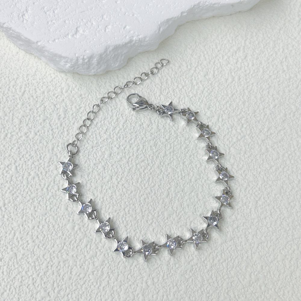 Wholesale  Plated 18K Flower Love Five-pointed Star Zircon Bracelet