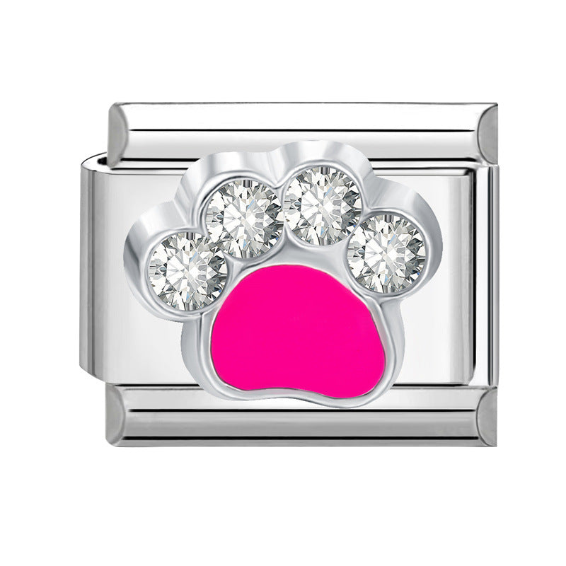 Wholesale Italian Charm Bracelet 9mm DIY Splicing Cat' s Paw Pet Stainless Steel Composable Bracelet