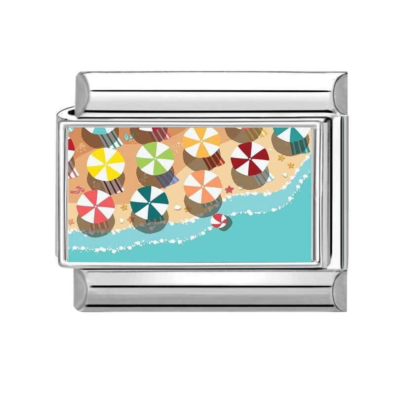 Wholesale Italian-Style Landscape Charm Stainless Steel Bracelet Jewelry Accessory