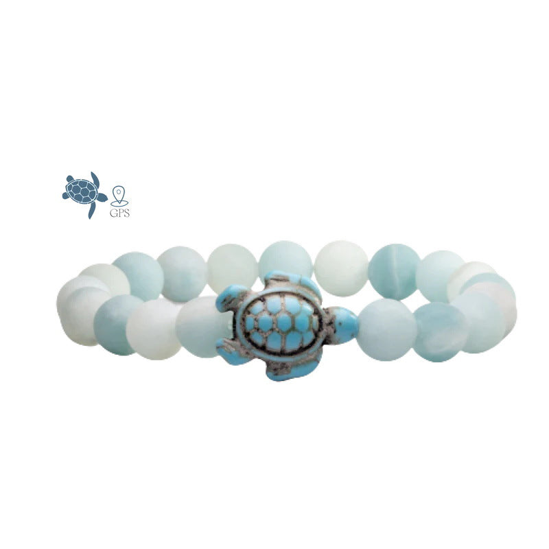 Wholesale 8mm Green Lava Rock White Turtle Bracelet
