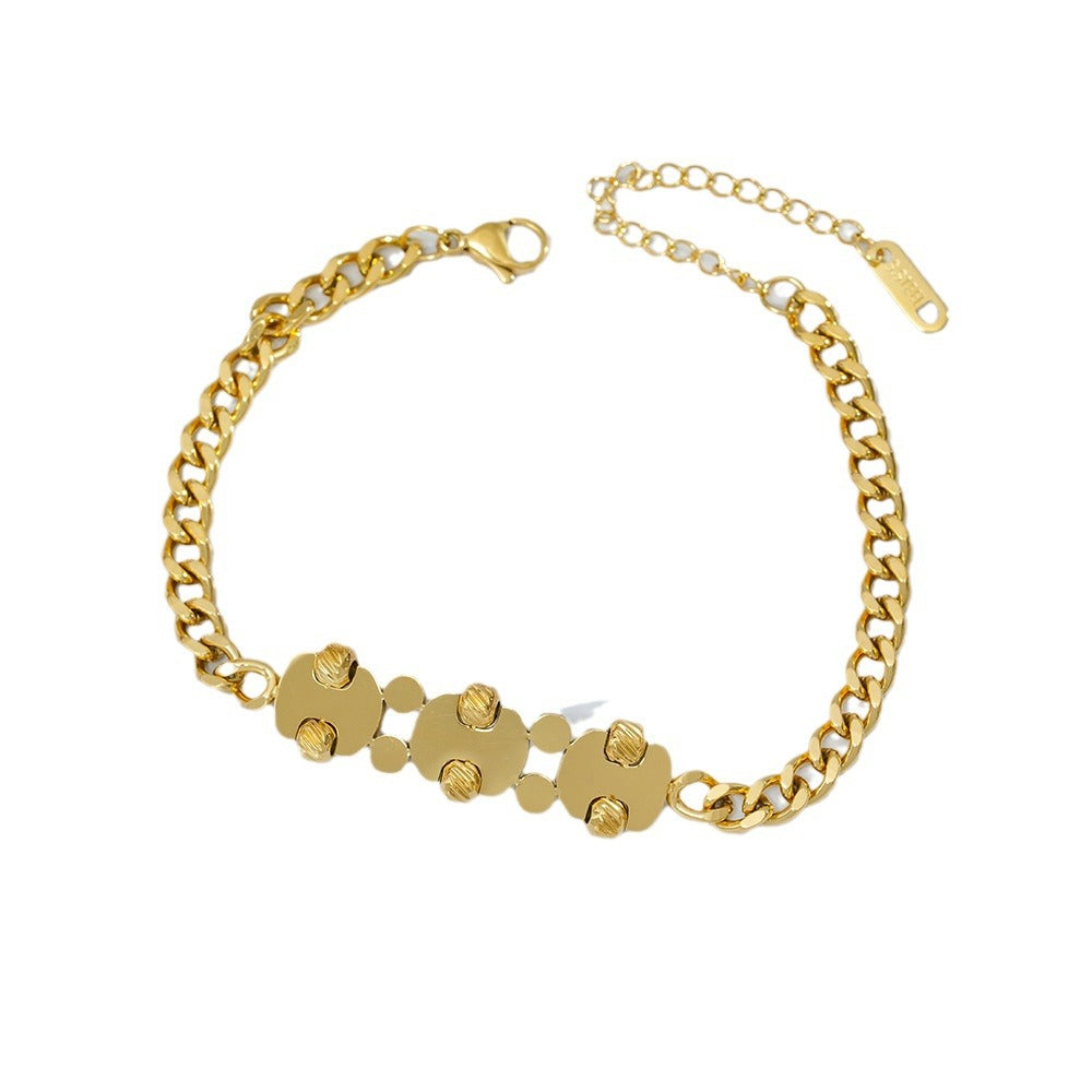 Wholesale Fashion Titanium Steel Necklace and Bracelet Set Electroplating Everyday Wear Accessory for Women
