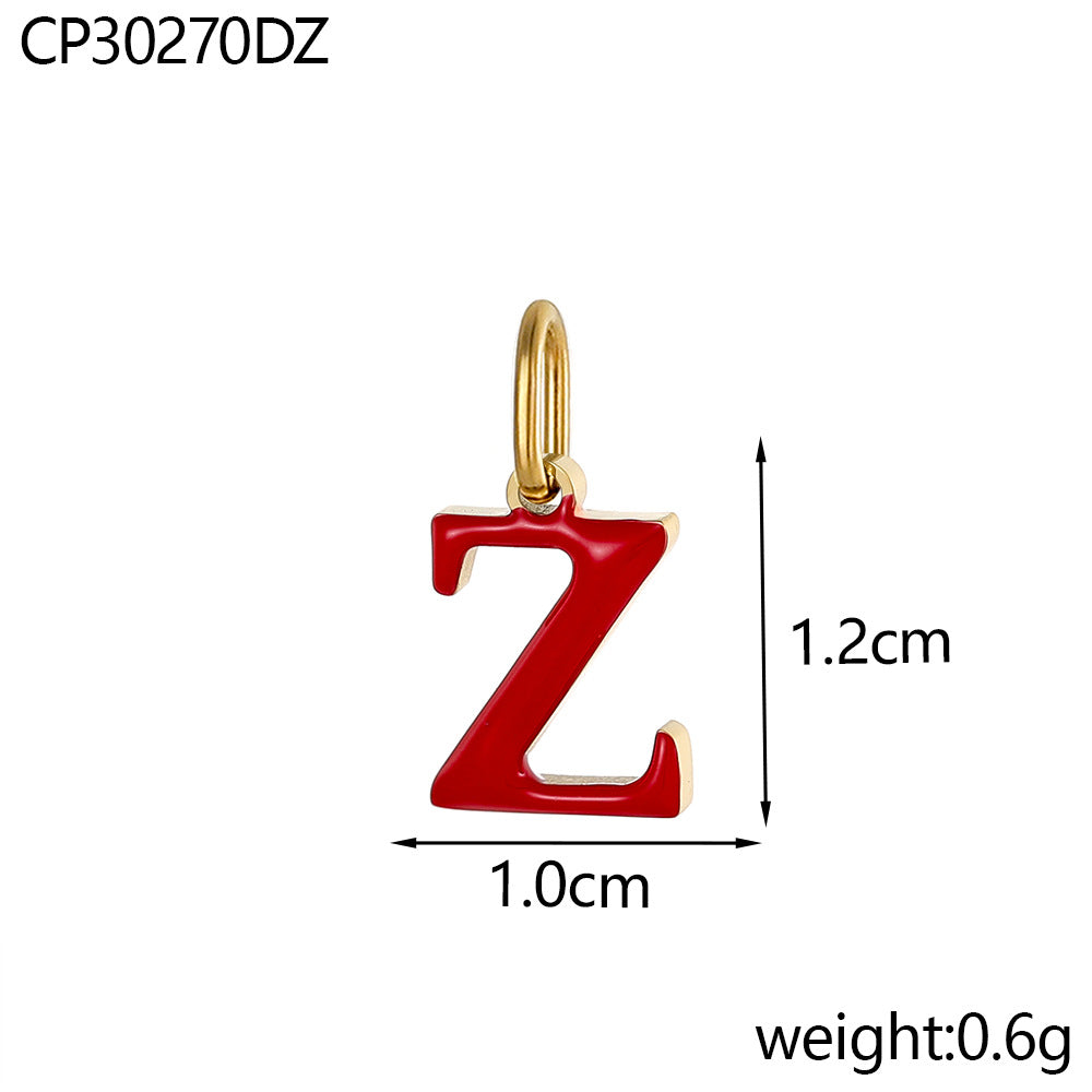 Wholesale Colorful 26 English letters oil-dripping stainless steel vacuum electroplating pendant