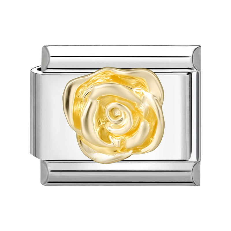 Wholesale Italian Charm Bracelet 9mm DIY Splicing Gold Butterfly Bow Stainless Steel Composable Bracelet