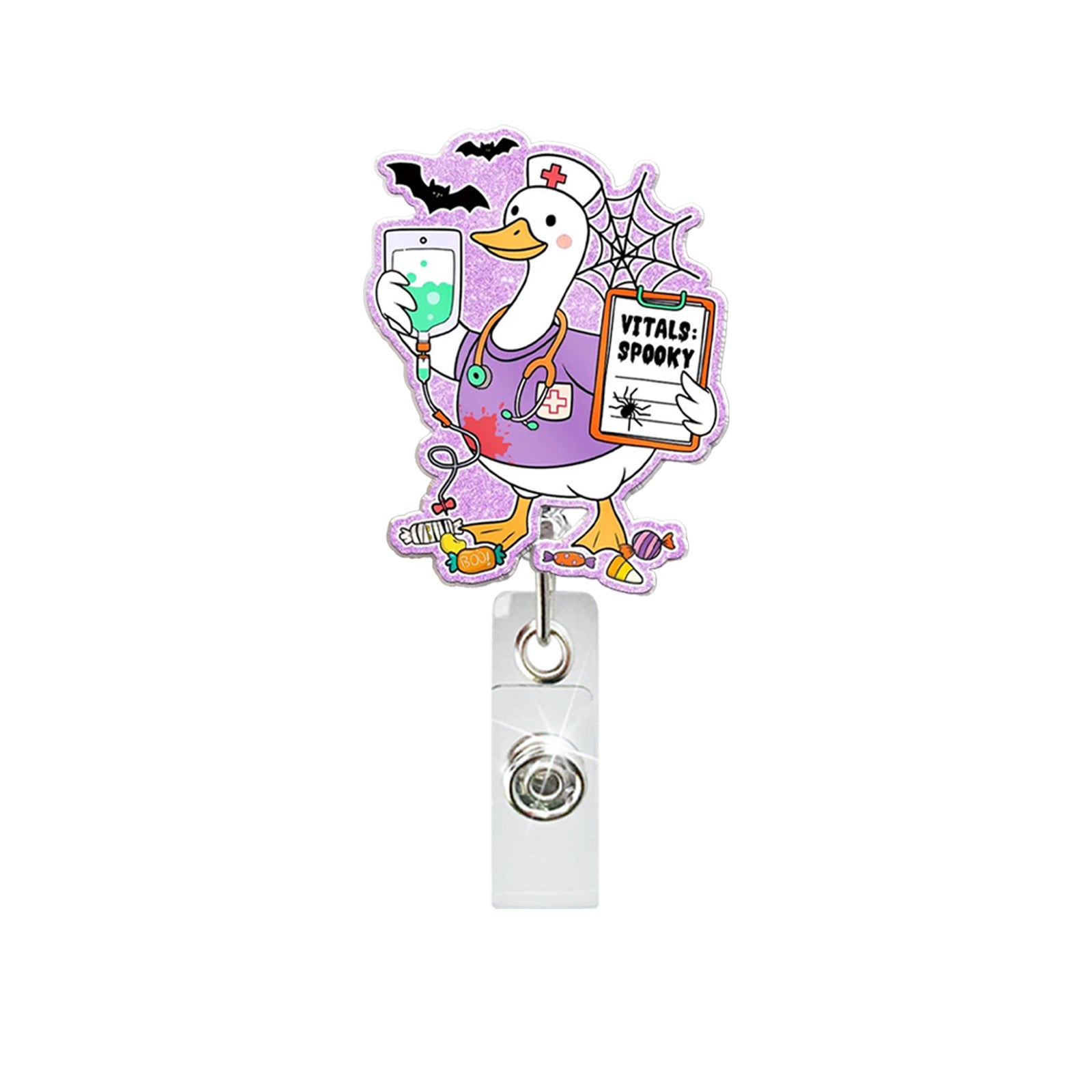 Wholesale  Silly Goose Acrylic Badge Reel - Rotating ID Holder with Alligator Clip for Office or Keychain