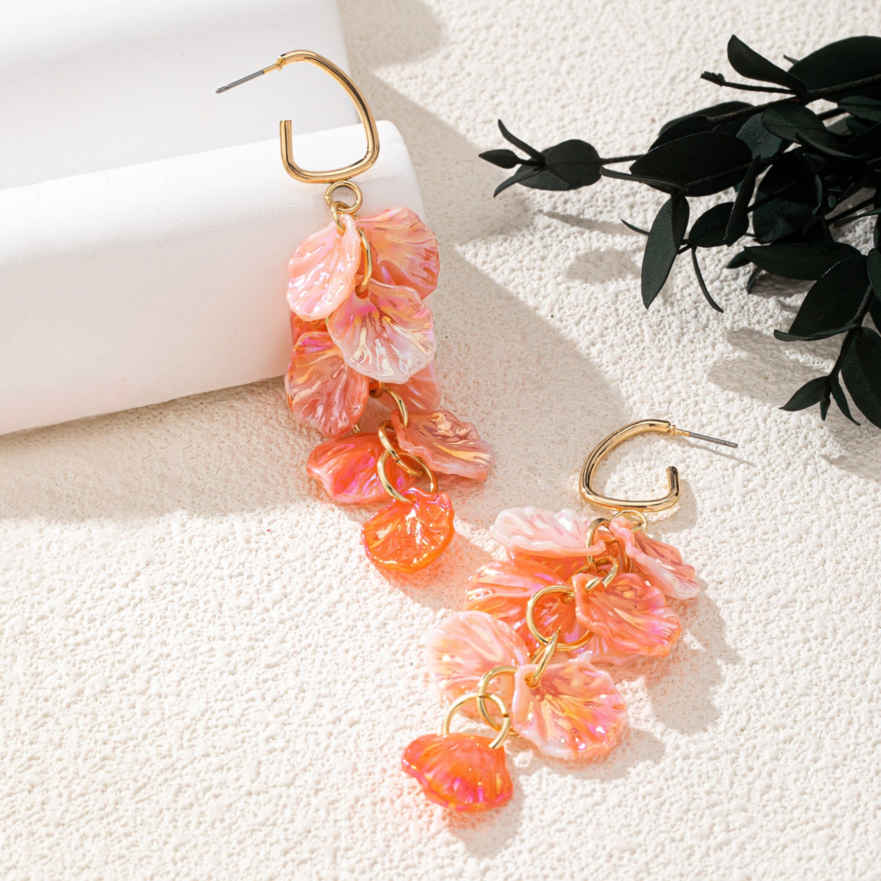 Wholesale Trendy Pink Flower Earrings Acrylic Electroplated Women S Party Jewelry Accessory Boutique Resale Gift