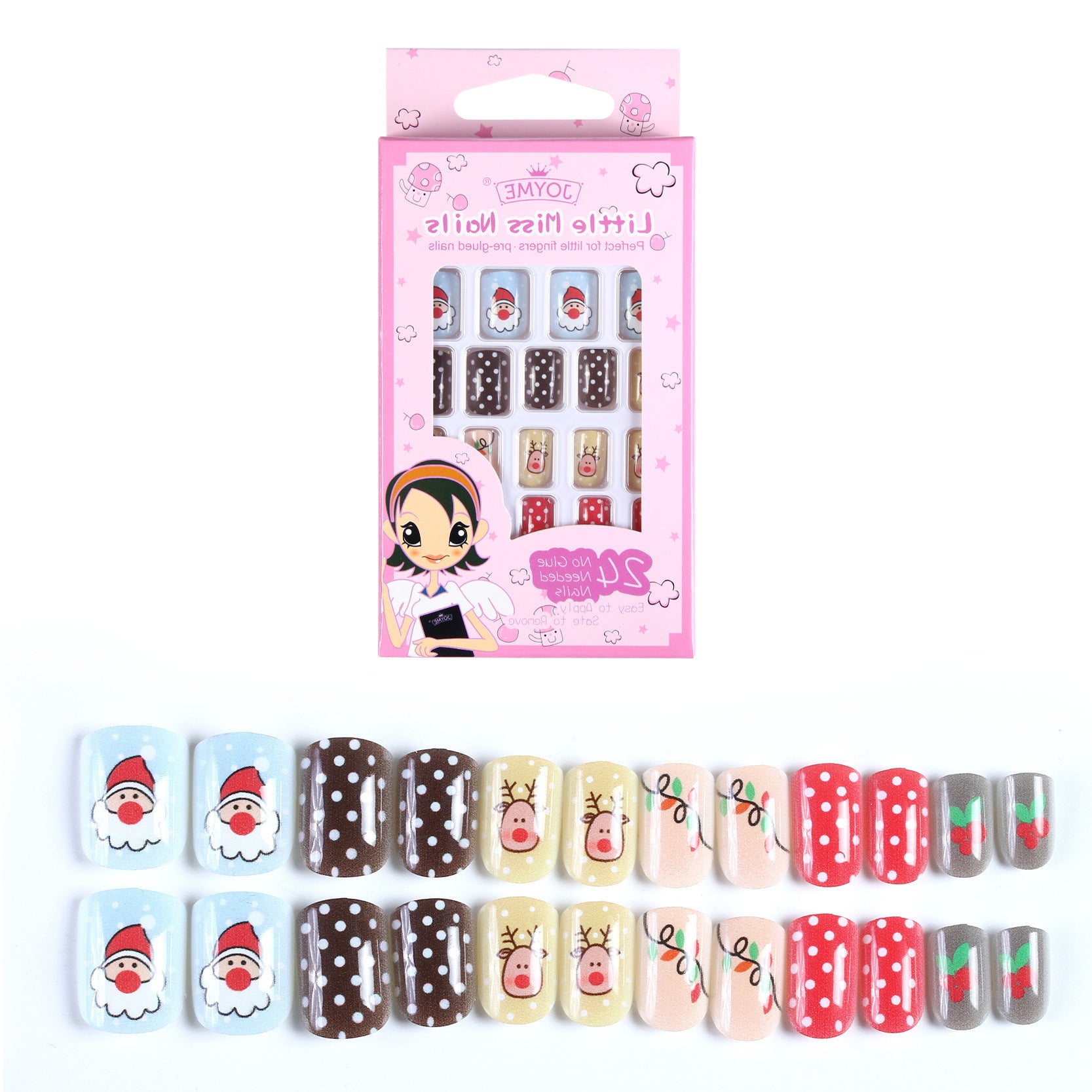 Wholesale Children's Press on Nails Kits 24 Solid Color Back Glue Nail Art Pieces ACC-NS-XKQ004