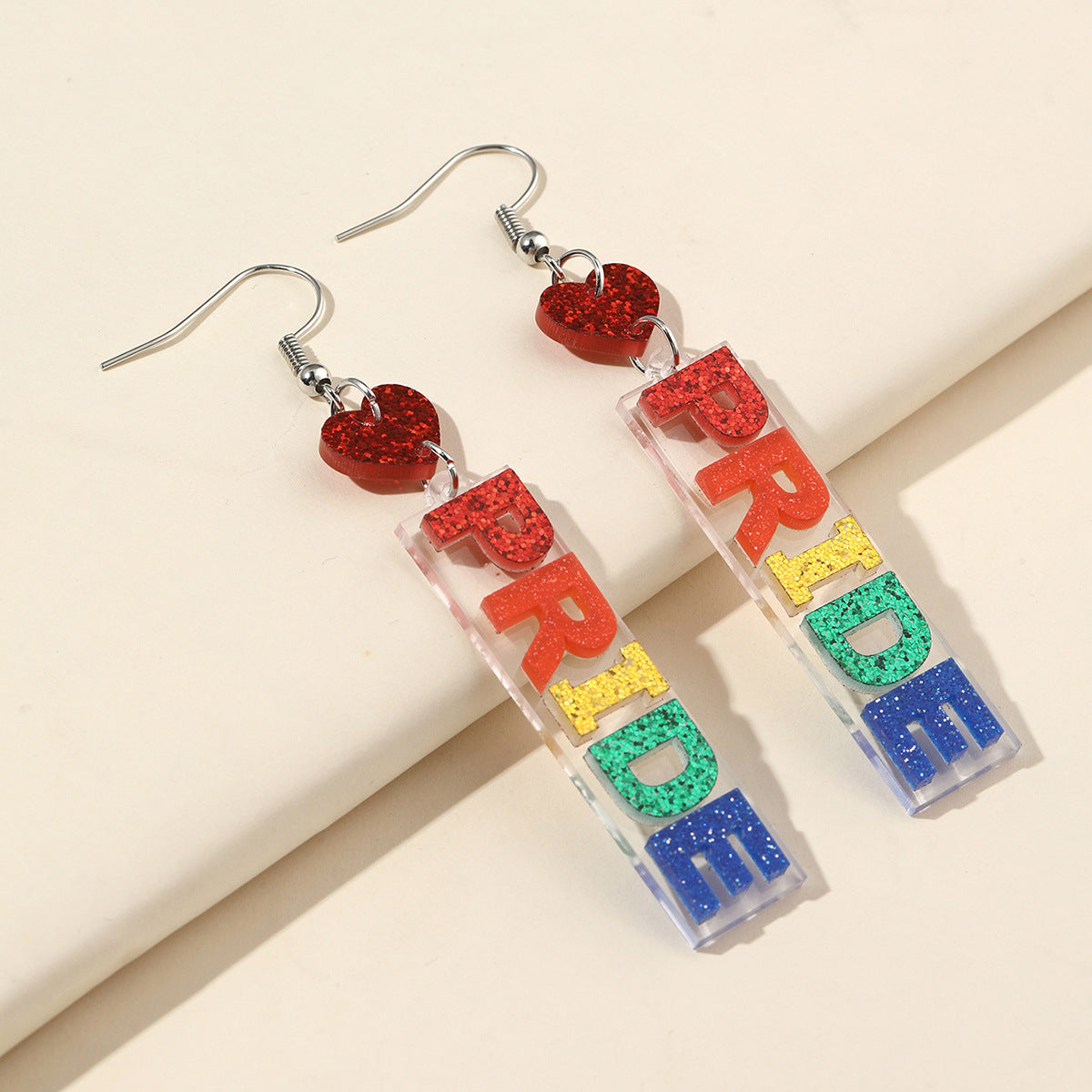 Wholesale color sense rainbow color letters love acrylic earrings