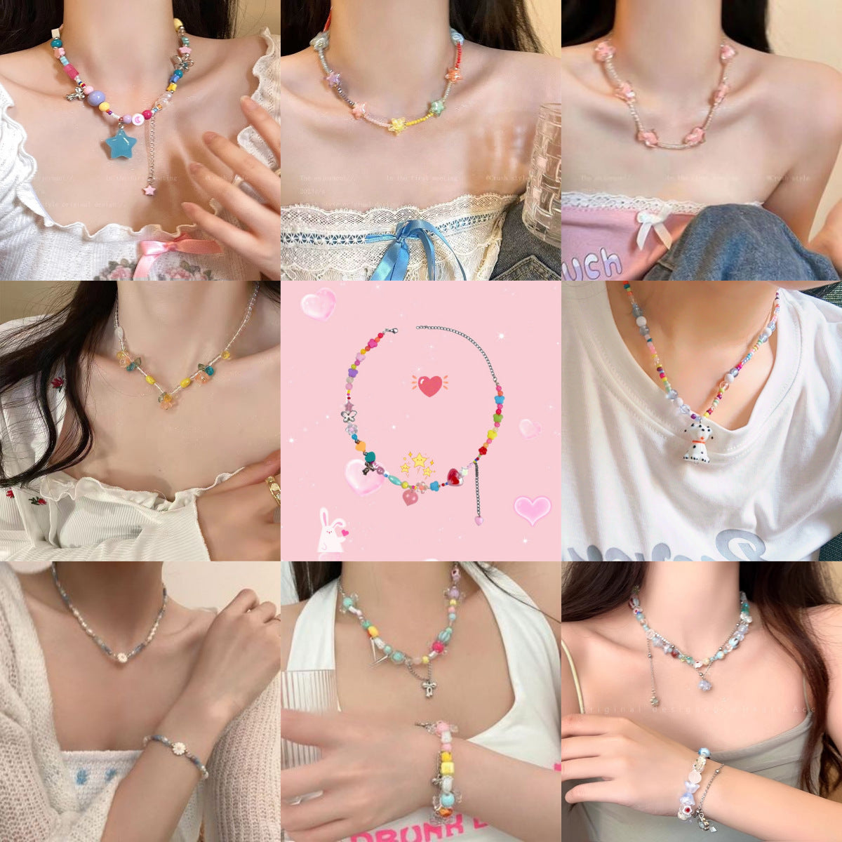 Wholesale Dopamine Beaded Necklace Clavicle Chain Choker Necklace ACC-NE-Tongs004