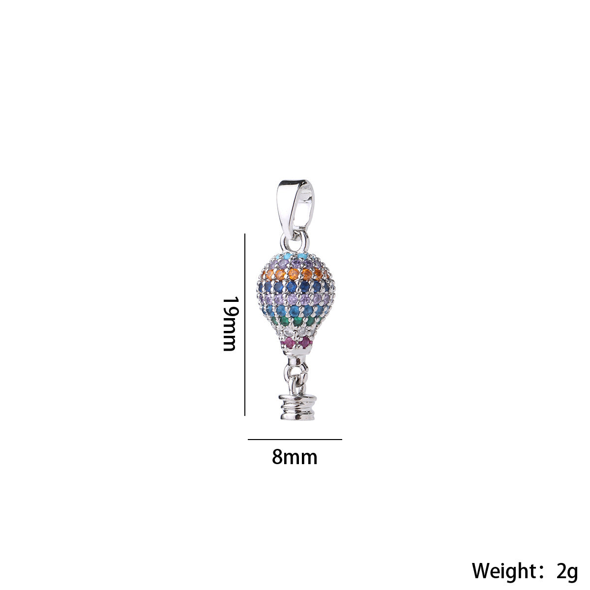 Wholesale Gold Plated Brass Rainbow Hot Air Balloon Pendant With Zircon DIY Necklace Making Jewelry Accessory Trendy Gift For Party