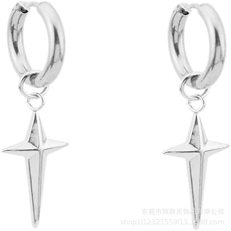 Wholesale  stainless steel ear ring ear clip four mans star pendant all-match earrings