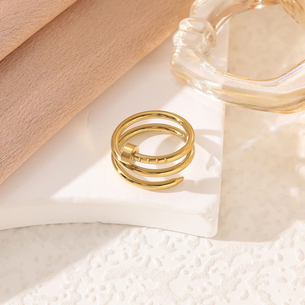 Wholesale Fashion Versatile Three-Ring Nail Ring for Women Light Luxury