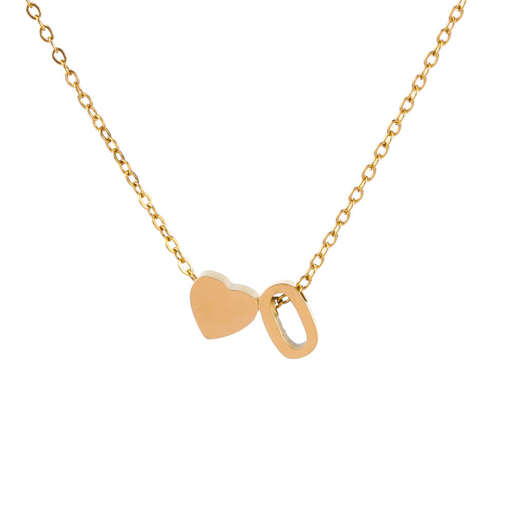 Wholesale light luxury love 18K gold stainless steel 26 letters necklace