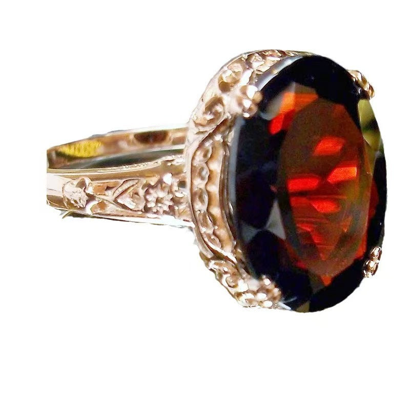 Wholesale Trendy Oval Zircon Ring Vintage Fashion Accessory for Women Resale Gift