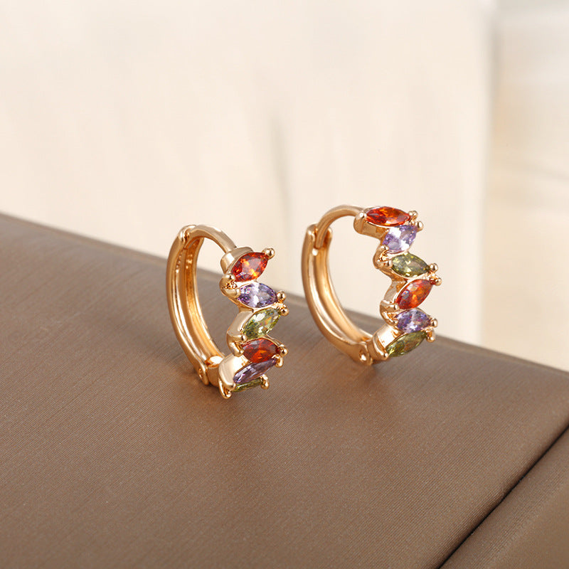 Wholesale  Geometric Round Zircon Ear Ring Earrings