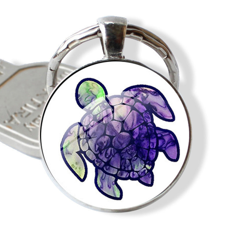 Wholesale Rendering of Colored Turtle Keychain Pendants, Time Gemstones, Turtle Keychains ACC-KC-JiaYun002