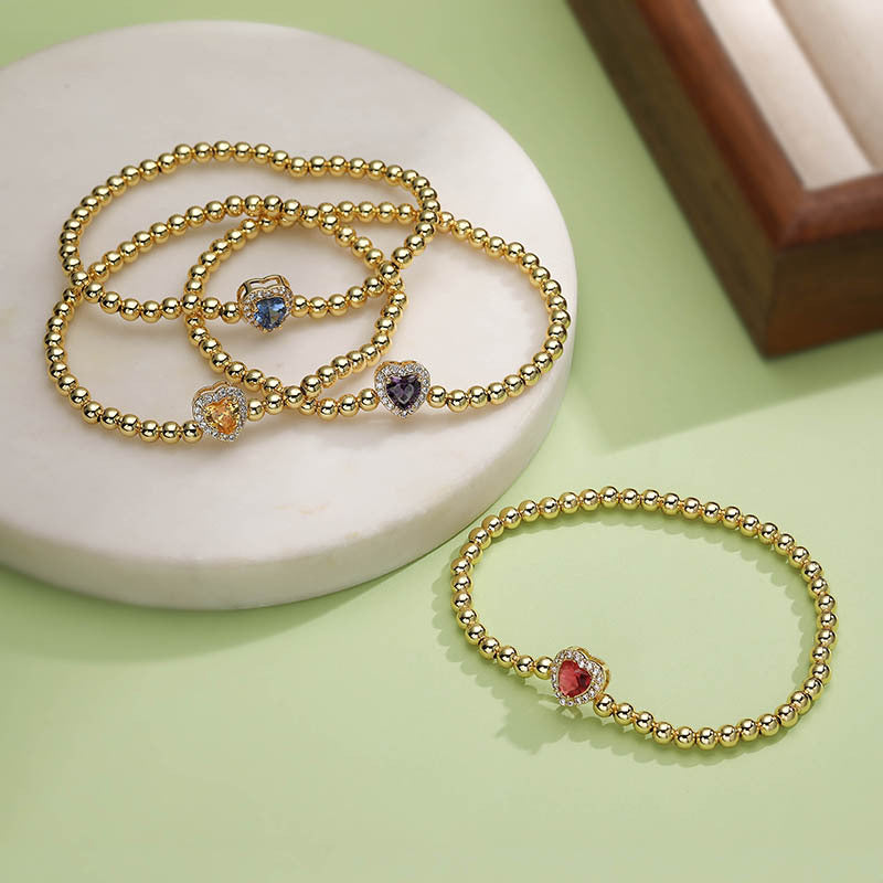 Wholesale  birthstone heart-shaped bracelet