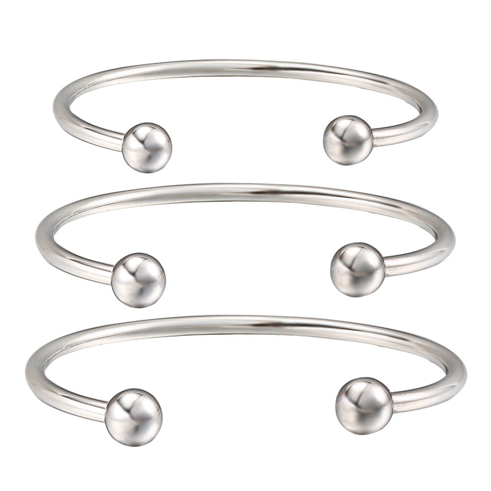 Wholesale Stainless steel ball-end open bangle