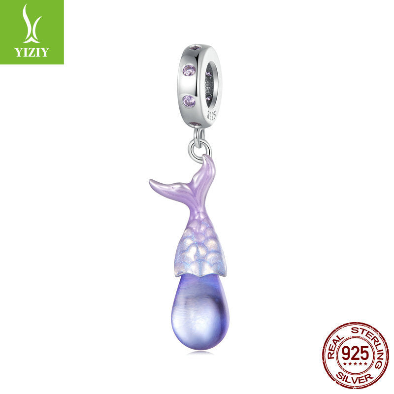 Wholesale Ocean Series Mermaid Tail Diy Pendant Accessories S925 Sterling Silver Beads Charms ACC-CHS-YinZhiyun006