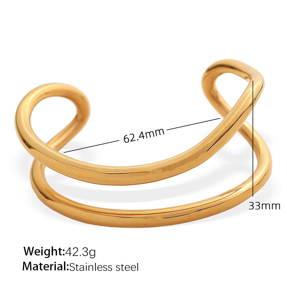 Wholesale  Exaggerated Stainless Steel Line Opening Bracelet