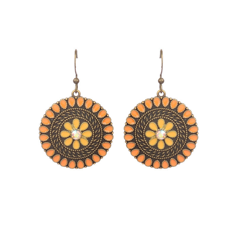 Wholesale Alloy Clear Drip Oil Geometric Bohemian Earrings for Women Fashion Accessory