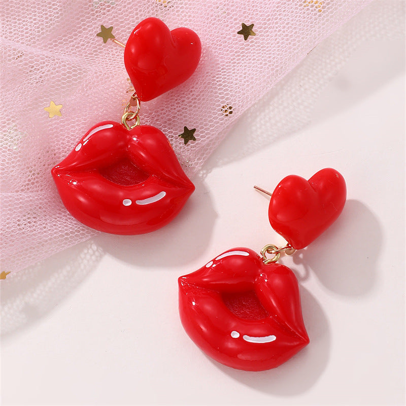 Wholesale  Valentine's Day  Earrings Lips Red Earrings  Jewelry