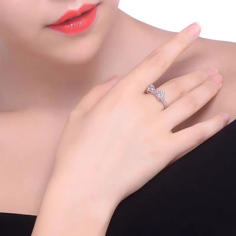 Wholesale light luxury platinum bow ring