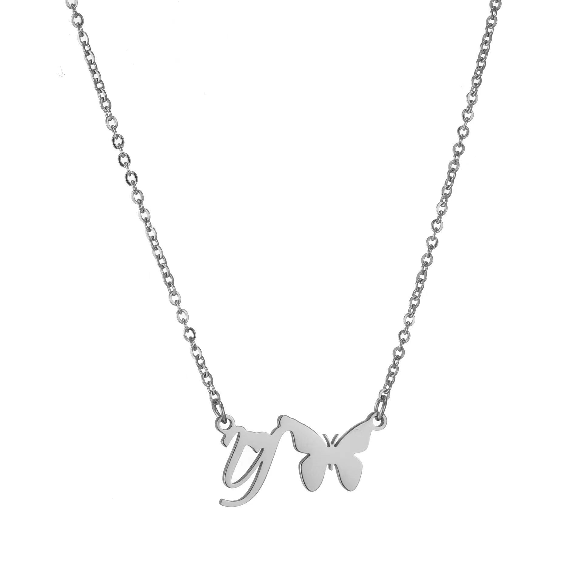 Wholesale stainless steel non-fading butterfly letter clavicle chain