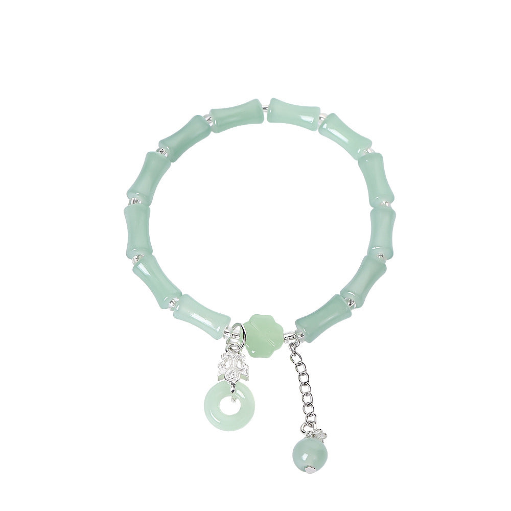 Wholesale Chinese Retro Bamboo Section Bracelet Green Elastic Rope Women S Beaded Jewelry Accessory For Everyday Wear And Gift