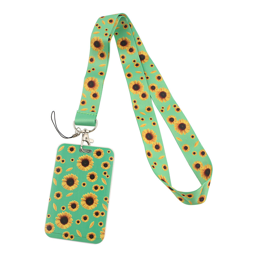 Wholesale 10pcs Small Daisy Sunflower Mobile Phone Strap Card Holder Lanyard Keychains ACC-KC-QTQS014