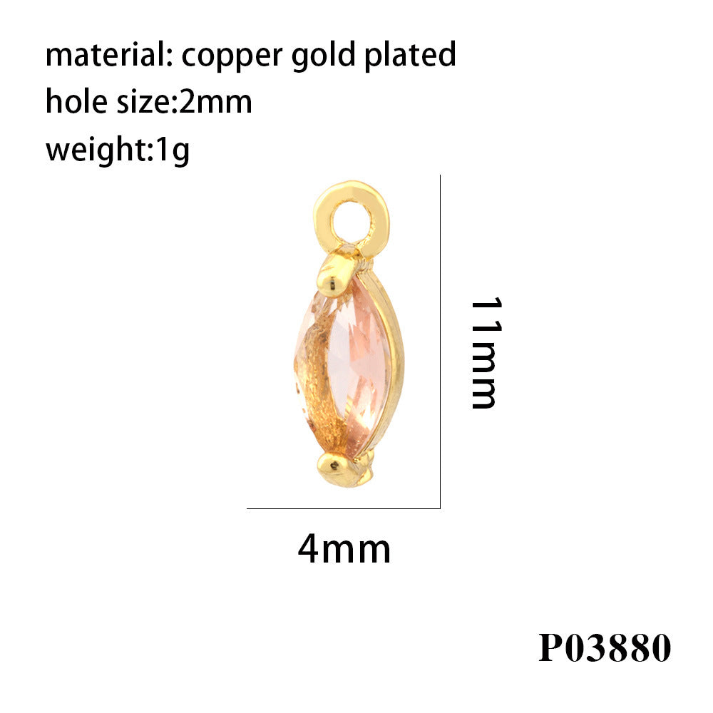 Wholesale 18K gold-plated micro-inlaid zircon colorful geometric marquise pendant