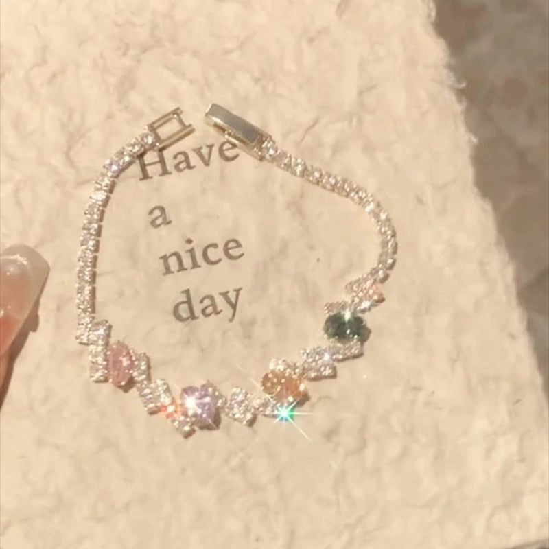 Wholesale Pink Diamond Ice Cube Bracelet,  Fashion Jewelry Accessory for Everyday Wear and Gift