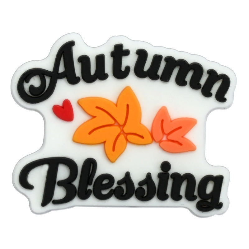 Wholesale   Random 100pcs Thanksgiving series PVC Soft Rubber Shoe Buckle Decoration