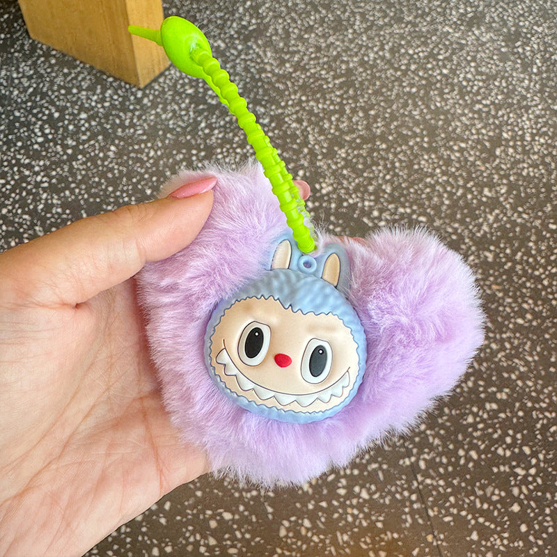 Wholesale Cute Bunny Heart Shaped Plush Ball Keychain ACCVIP-KC-Sanhe002