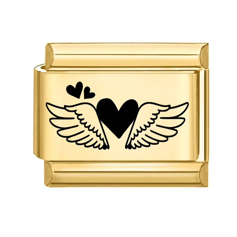 Wholesale Number &  Letter Italian Charms DIY square Single Section Creative Stainless Steel Composable Bracelet