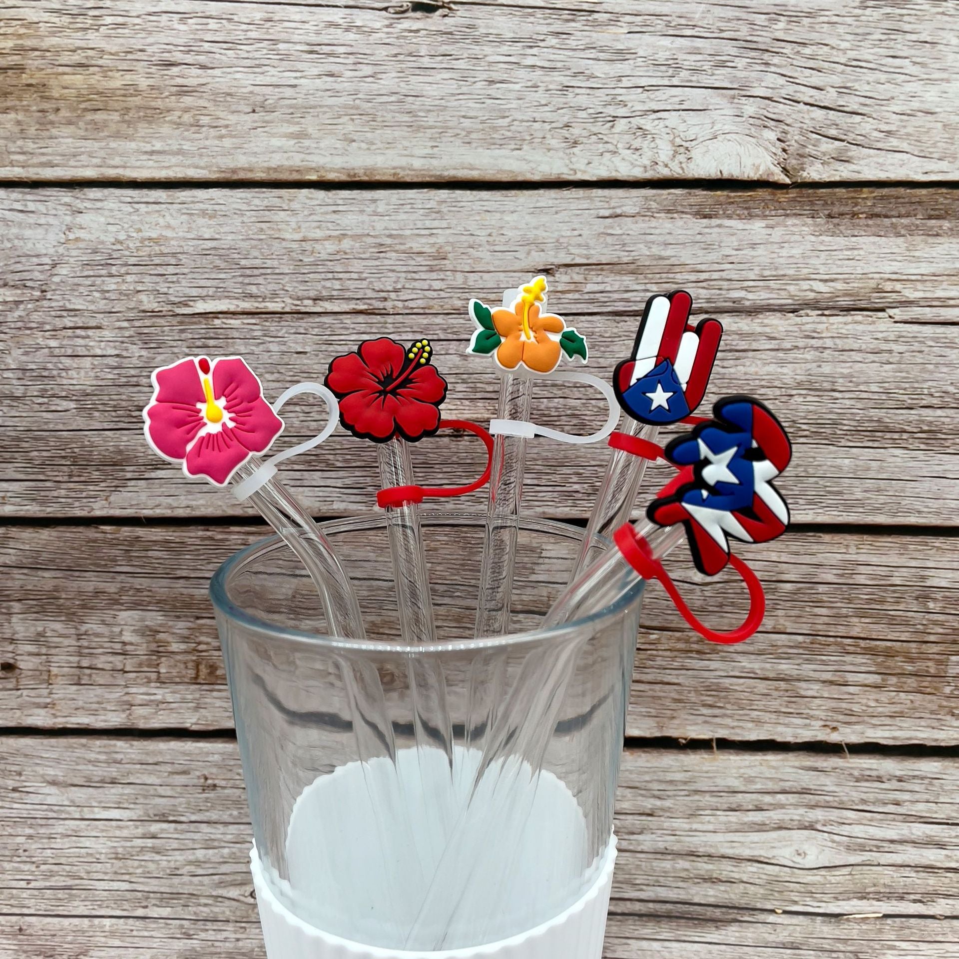 Wholesale 10PCS Puerto Rican 7-8mm Straw Tube Cap PVC Soft Rubber Dust Plugs Cute Straw Decorations ACC-SCR-KuaJ001