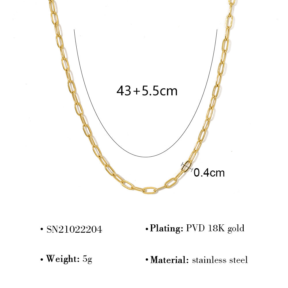 Wholesale Titanium Steel 18K plain chain necklace women O-chain clavicle chain accessories